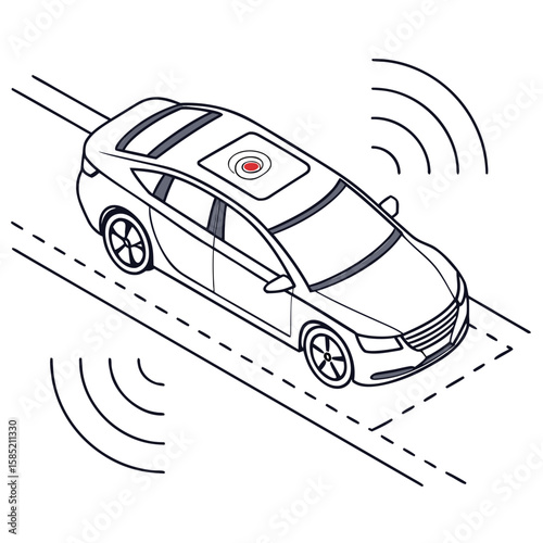 Futuristic autonomous car driving on road self-driving future technology