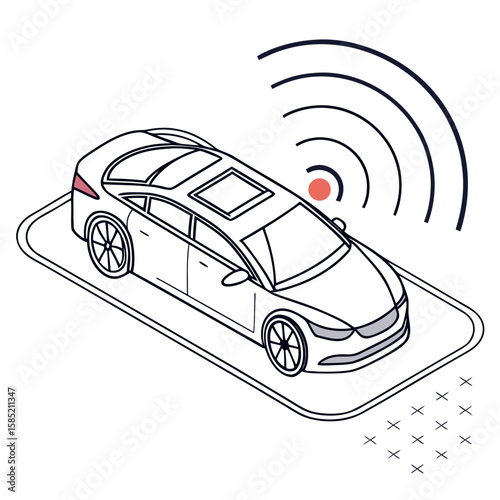 Futuristic car with wireless signal and sensors autonomous car self driving
