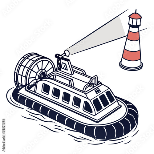 Hovercraft rescue beacon lighthouse water