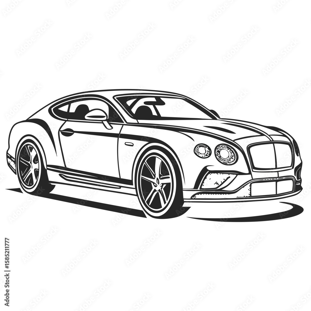 Naklejka premium Luxury coupe car outline luxury car sports car