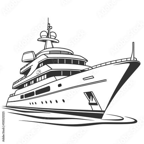 Luxury yacht with multiple decks watercraft vessel