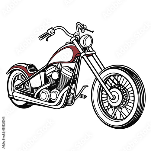Maroon and black custom chopper motorcycle vintage