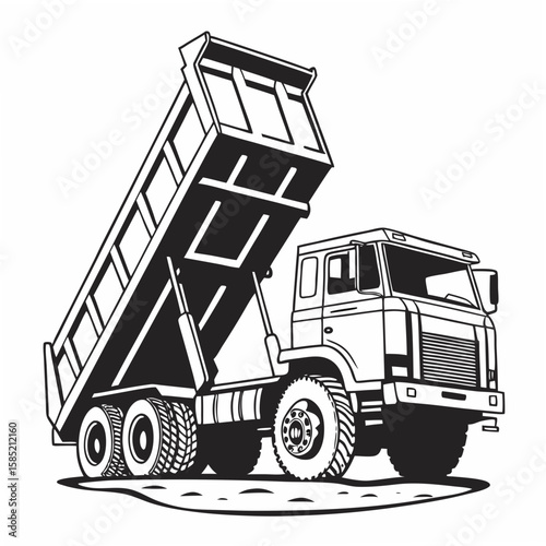 Heavy duty dump truck with raised bed construction vehicle heavy machinery