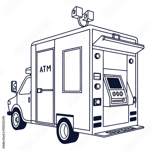 Mobile banking truck with atm and cameras mobile atm truck