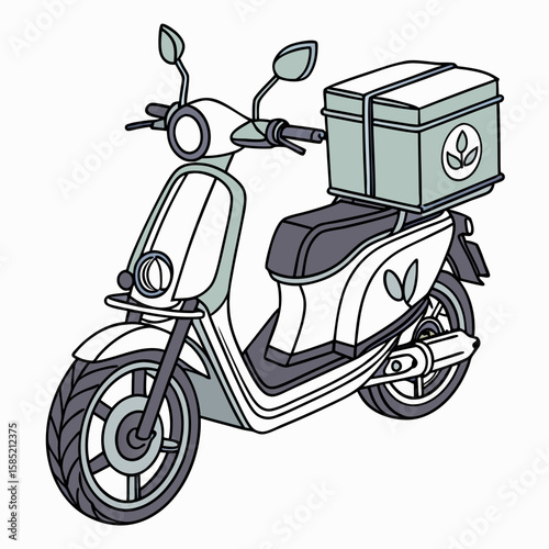 Modern electric delivery scooter with cargo box electric scooter