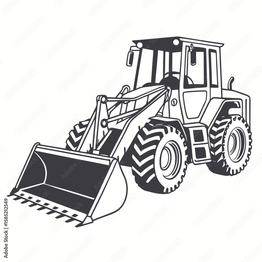 Naklejka premium Heavy machinery loader with large bucket and tires construction vehicle heavy equipment