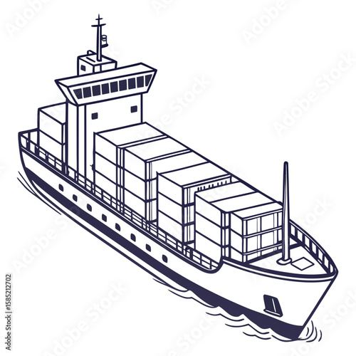 Large cargo ship carrying containers at sea container ship maritime