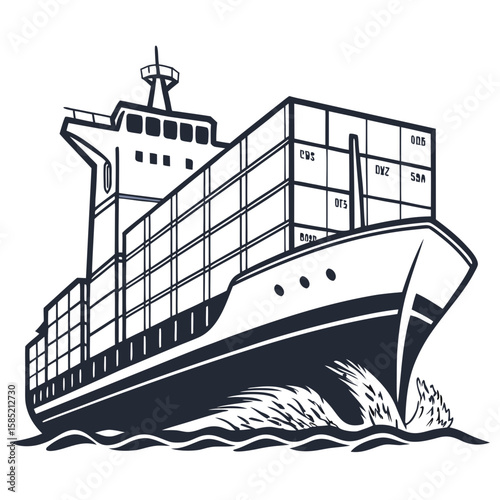 Large cargo ship sailing through ocean waves container ship maritime