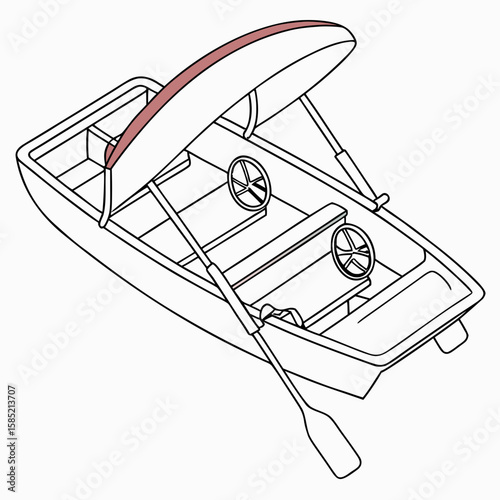 Red canopy pedal boat with oars watercraft leisure