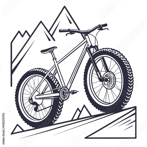 Mountain bike on rocky terrain fat tire bike off road