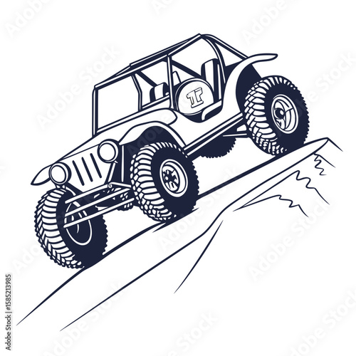 Off road buggy climbing steep hill vehicle