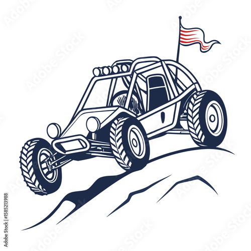 Off road buggy with American flag dune buggy sand rail