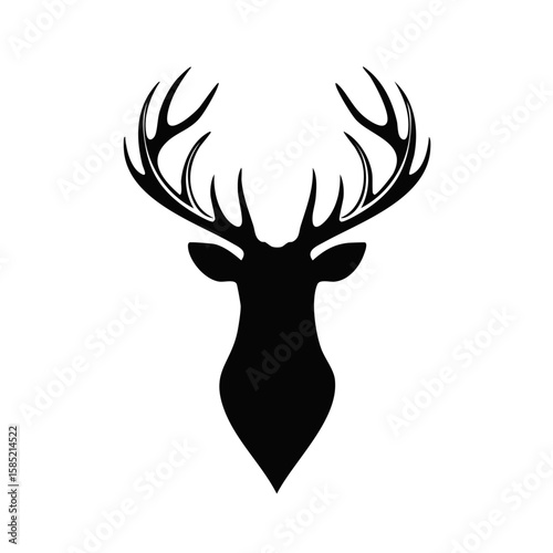 Elegant Deer Silhouette Vector Icon for Wildlife, Forest Animal, Hunting, and Nature Design Projects in Minimal Style