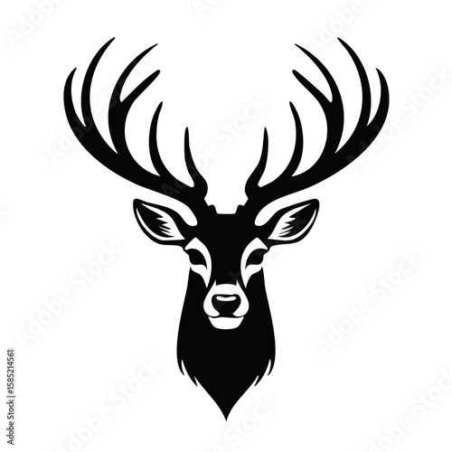 Elegant Deer Silhouette Vector Icon for Wildlife, Forest Animal, Hunting, and Nature Design Projects in Minimal Style