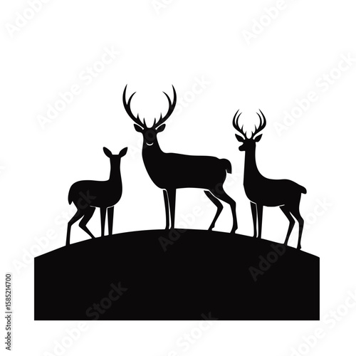 Elegant Deer Silhouette Vector Icon for Wildlife, Forest Animal, Hunting, and Nature Design Projects in Minimal Style