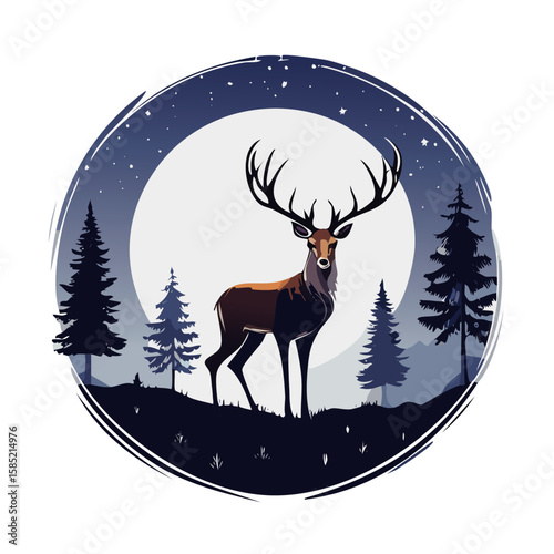 Elegant Deer Silhouette Vector Icon for Wildlife, Forest Animal, Hunting, and Nature Design Projects in Minimal Style