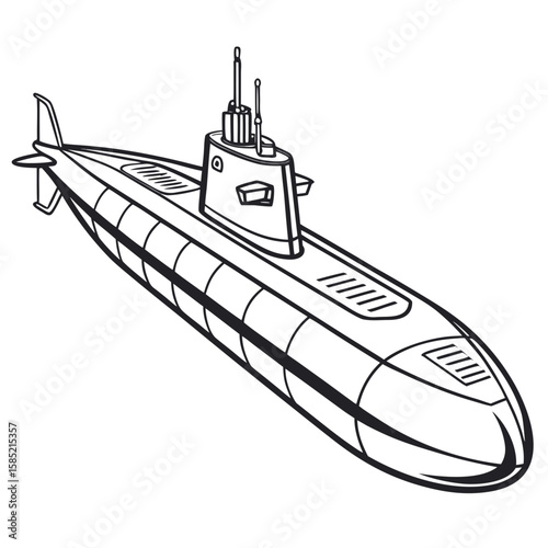 Sleek submarine outline vessel watercraft