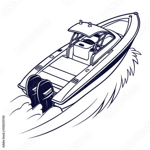 Speed boat with twin engines watercraft marine