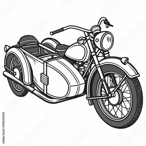 Retro motorcycle with sidecar vintage vehicle