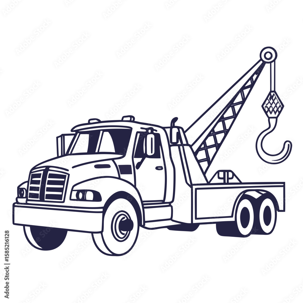 Naklejka premium Tow truck with hook crane vehicle