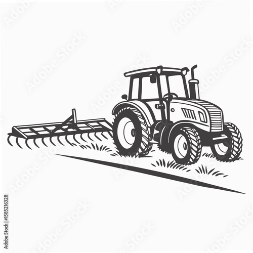 Tractor with agricultural implement farming agriculture