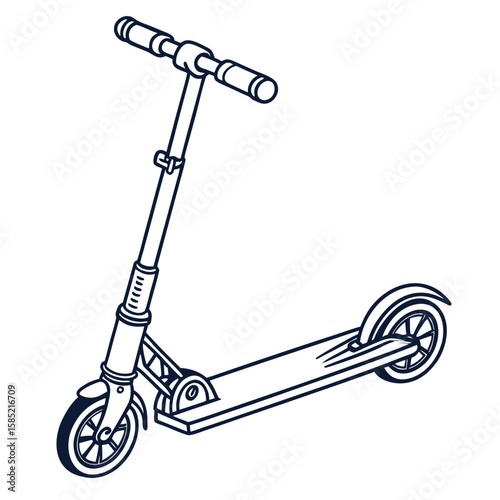 Scooter outline with handlebars and wheels transportation