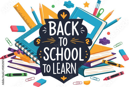Back to school supplies vector illustration