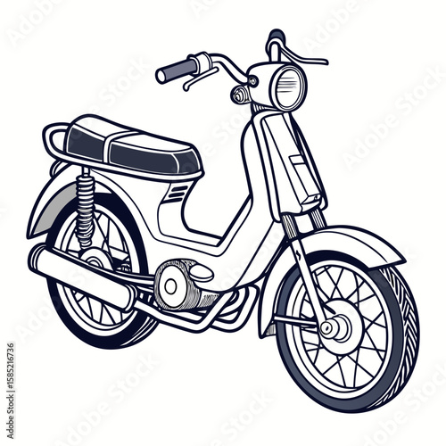 Vintage Moped Illustration scooter retro