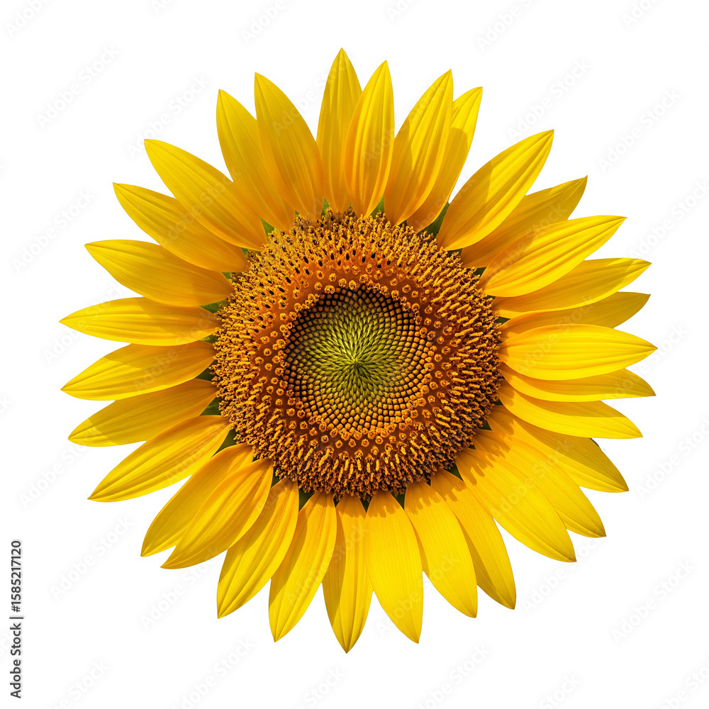 Fototapeta premium A radiant sunflower, its golden petals unfurling, isolated on transparent background