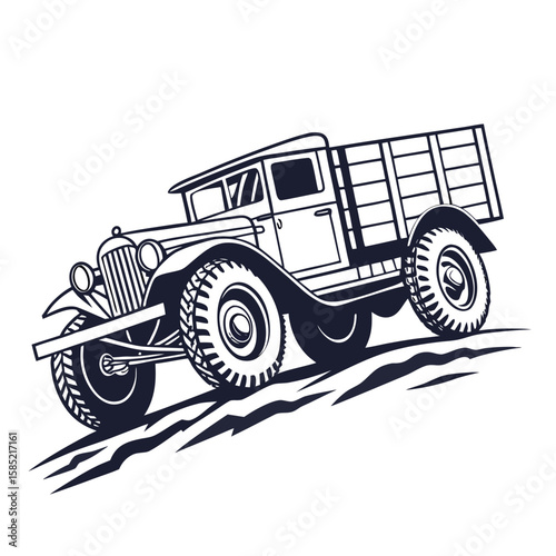 Slika na platnu Vintage truck illustration retro vehicle classic car