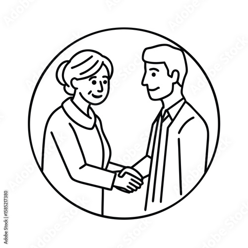 Fine Portrait Of Volunteer Shaking Hands With Elder In Kind Gesture Of Support
