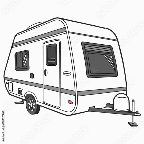 White caravan with grey accents camping travel
