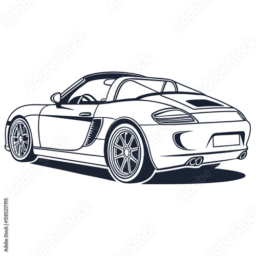 Sleek convertible sports car outline automotive vehicle