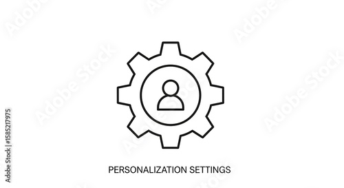 Personalization settings are represented with a gear containing a person outline, conveying tailored options and user configuration controls.
