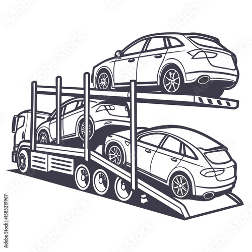Truck carrier transporting multiple cars car carrier trailer