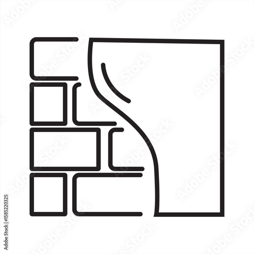 Line icon of unfinished wall under construction. Editable stroke vector. vector illustration. outline style