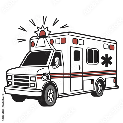 White ambulance with red stripes and star emblem emergency vehicle rescue