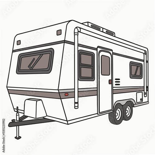 White camper trailer with grey accents and windows travel trailer camping