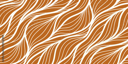 Abstract flowing organic lines pattern in warm terracotta and cream colors creating a natural texture
