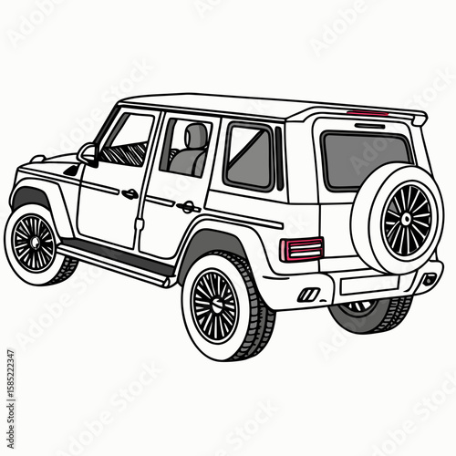 White luxury sport utility vehicle with spare tire vector
