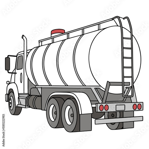 White tanker truck with red accent grey transportation