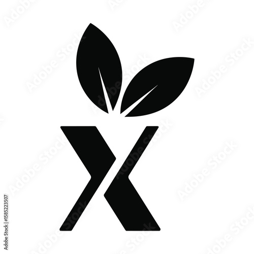 Abstract botanical x letter logo combining leaves and modern symbolism