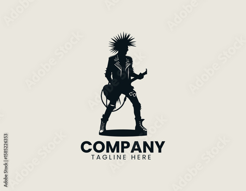 Edgy Punk Rocker Mohawk Rebel Attitude Music Vector Logo Design