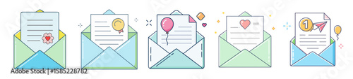Collection of Various Styled Open Envelopes with Letters and Embellishments