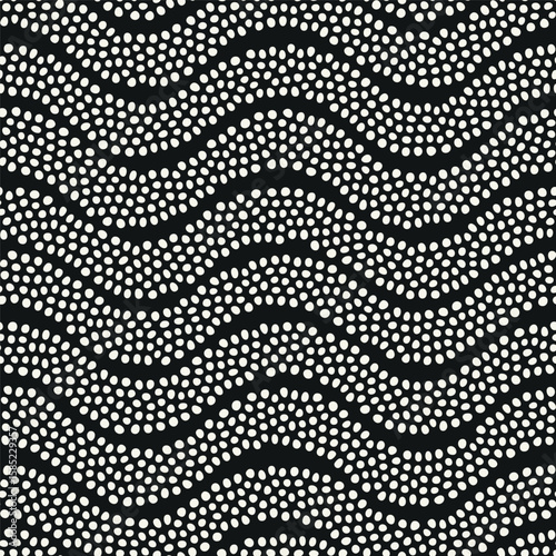 Vector seamless pattern. Modern texture. Repeating, abstract background with dotted waves. Graphic, wavy stripes. Can be used as a swatch for Illustrator.