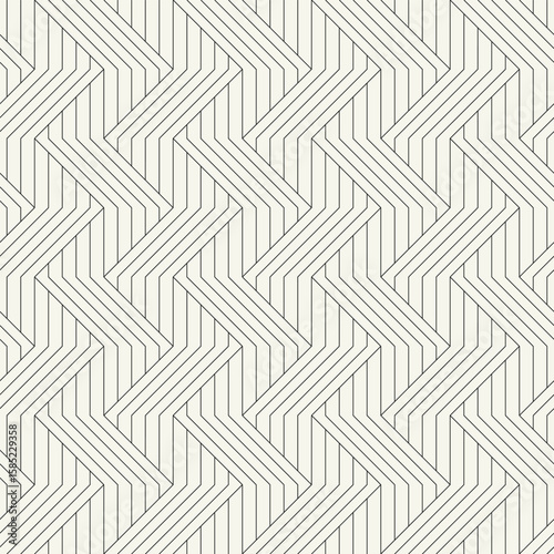 Seamless pattern with geometric, linear zigzag. Endless, stylish texture. Bold, monochrome ripple background. Linear, weaved grid. Thin, interlaced swatch. Can be used as a swatch for Illustrator.