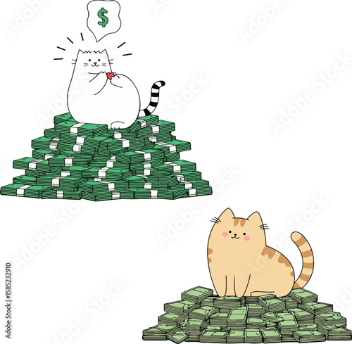 Cats on Money Piles