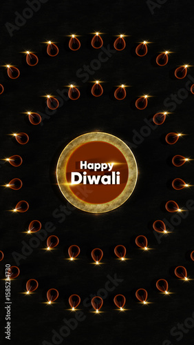 Happy diwali illustration with diya lamp