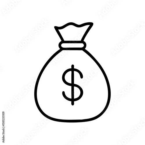Money bag icon representing wealth and finance concept  