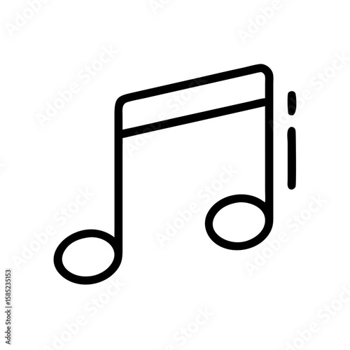 Music note icon in simple line design on white background  